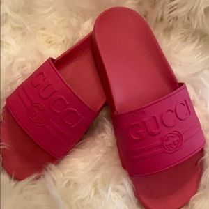 Pink Rubber Gucci Slides